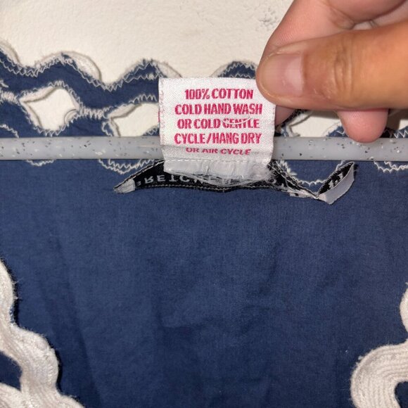 Gretchen Scott Womens L Tunic Blouse Swim Cover Navy w/ White Ric Rac - Picture 4 of 6